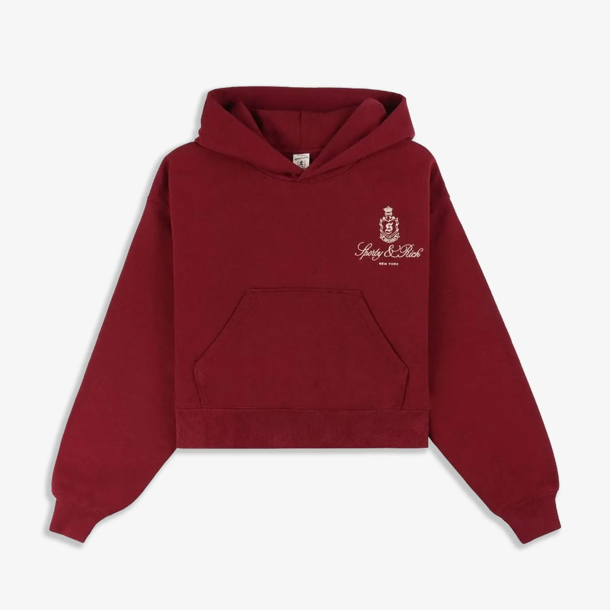 SPORTY & RICH | VENDOME EMBROIDERED CROPPED HOODIE { RED