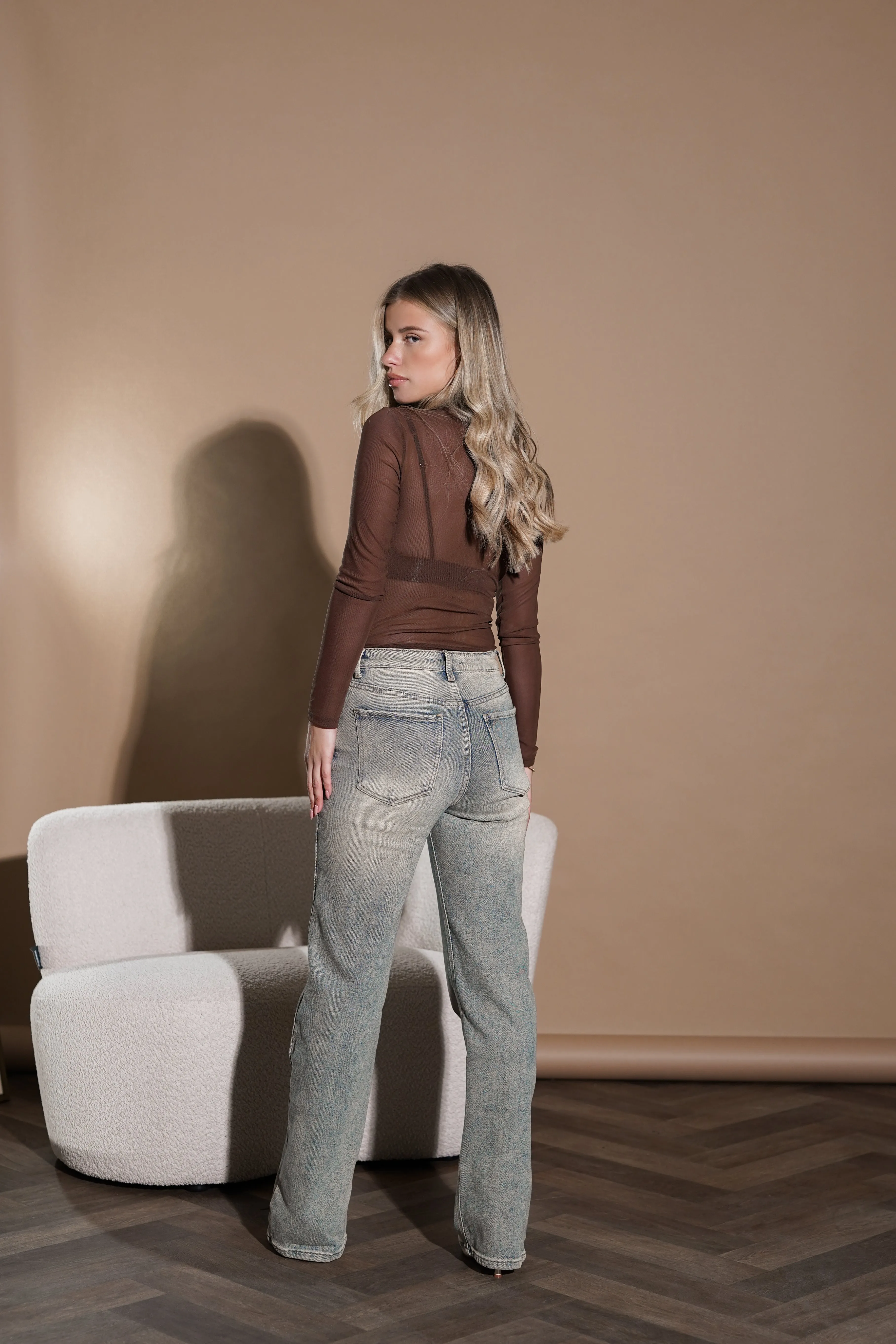 Straight leg jeans acid wash licht blauw - Britt