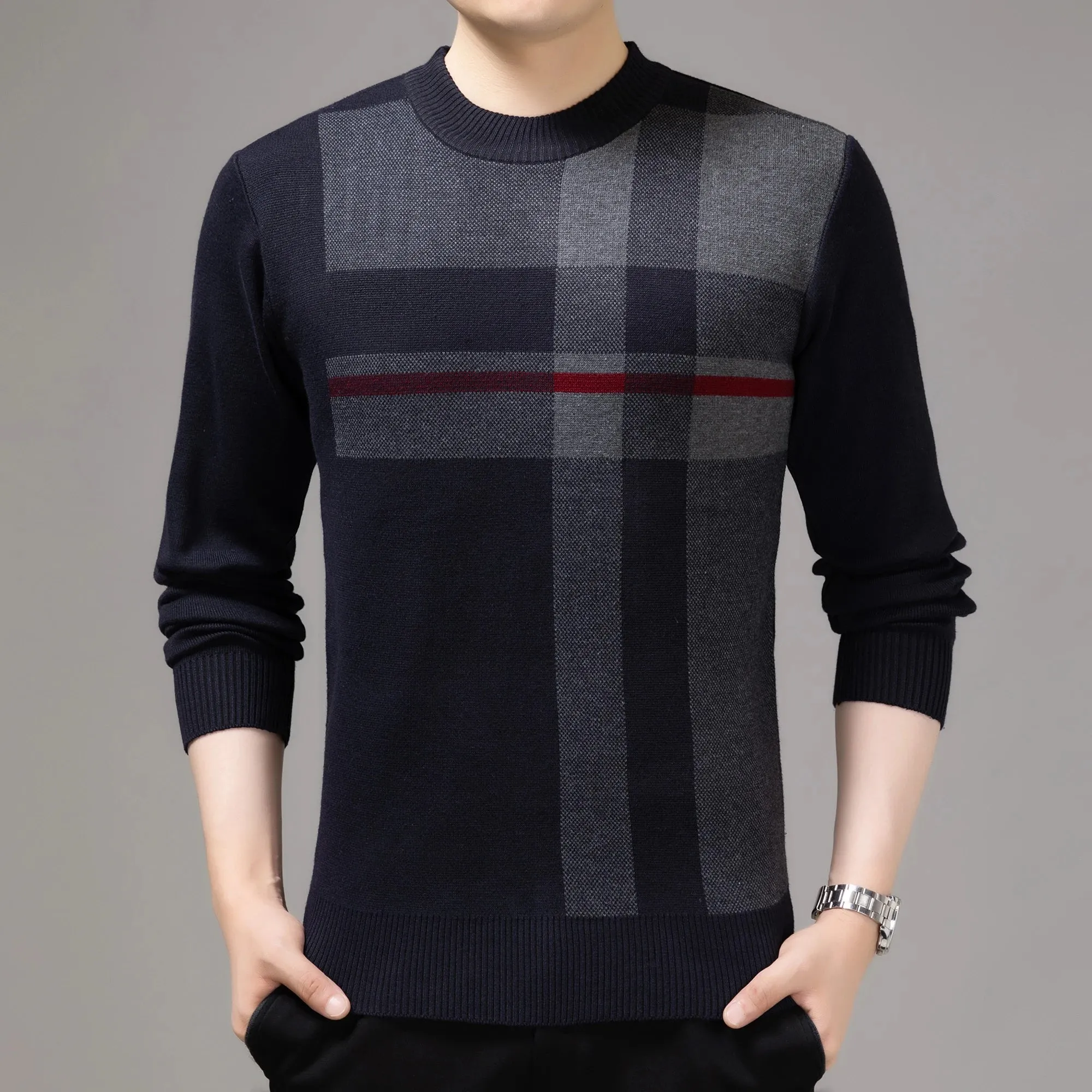 Striped Knitted Pullover Knit Mens Sweaters