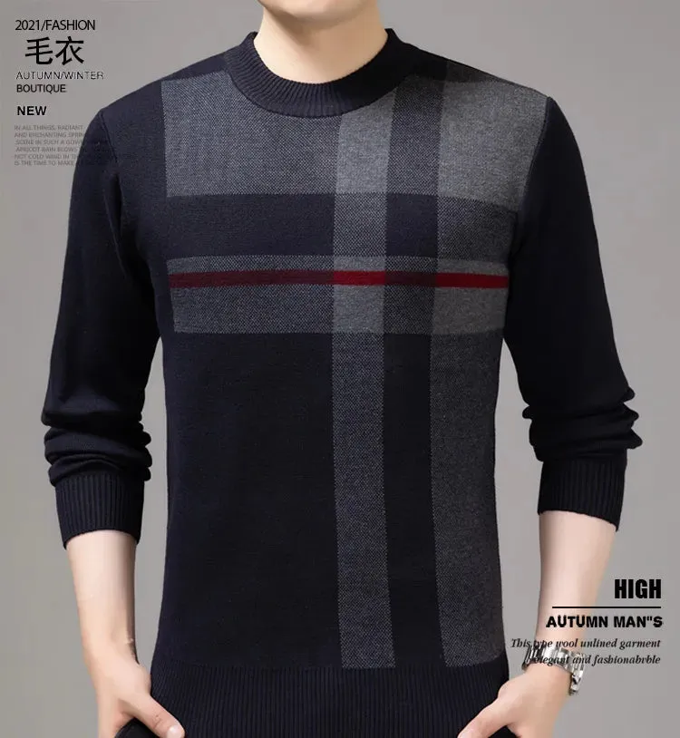 Striped Knitted Pullover Knit Mens Sweaters