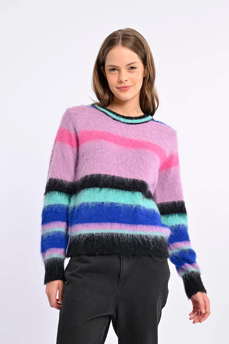 STRIPED SWEATER, PLUSH EFFECT