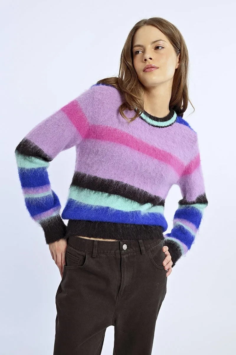 STRIPED SWEATER, PLUSH EFFECT