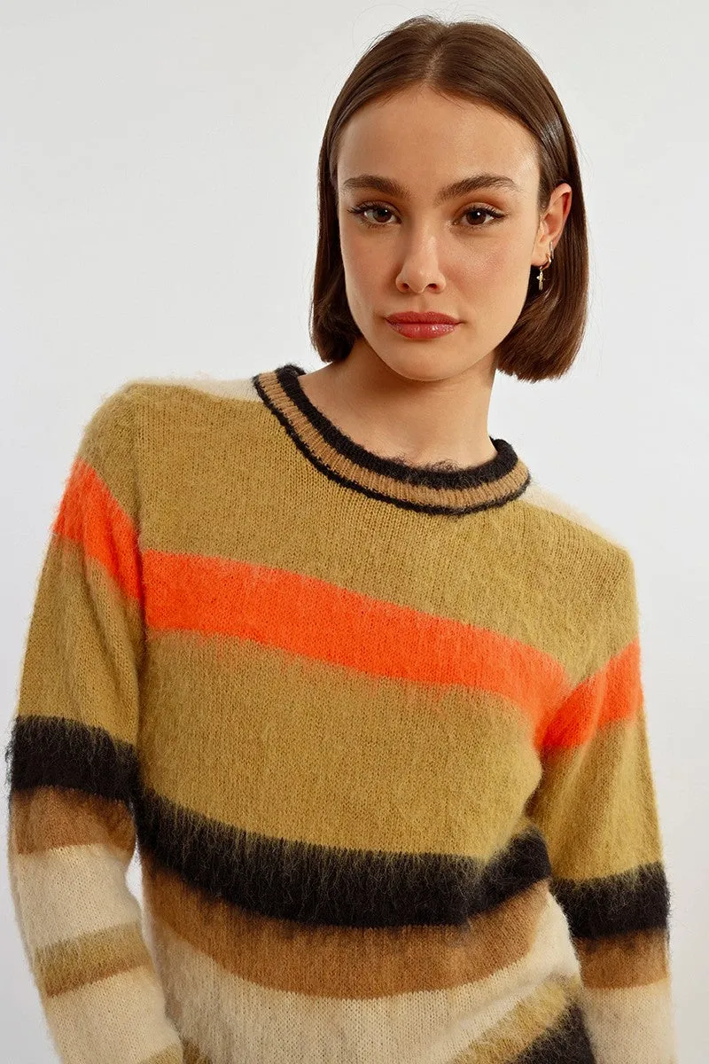 STRIPED SWEATER, PLUSH EFFECT