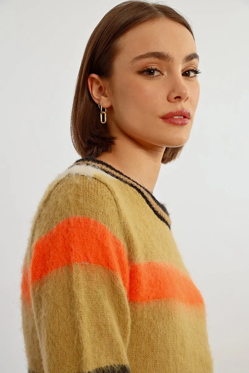 STRIPED SWEATER, PLUSH EFFECT