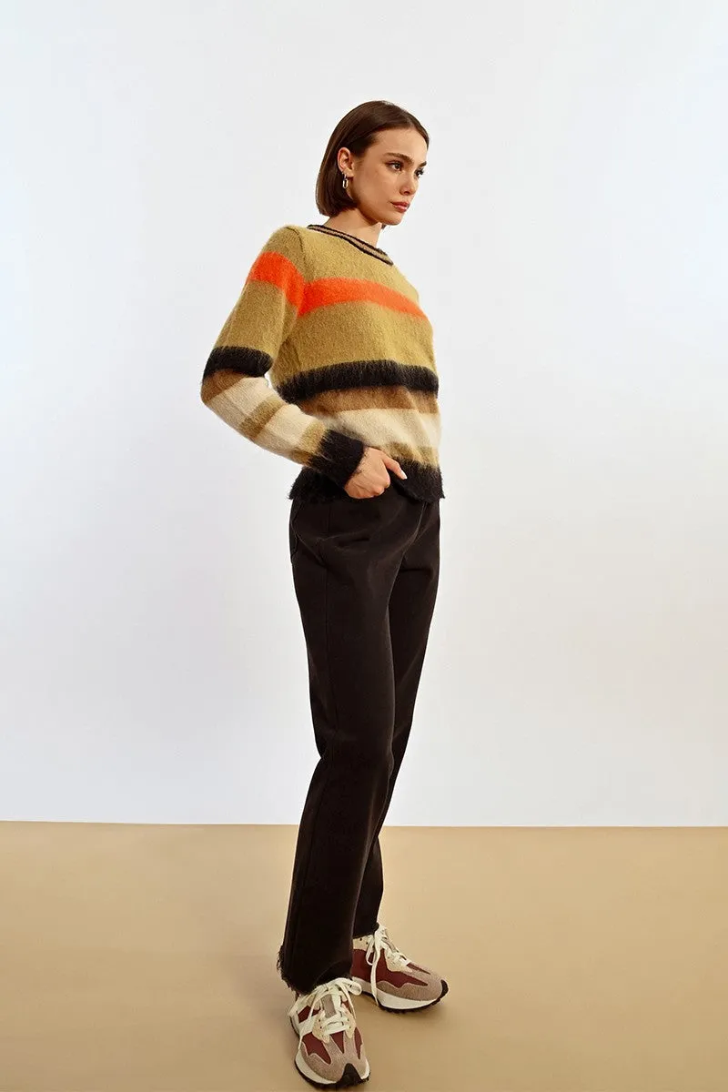 STRIPED SWEATER, PLUSH EFFECT