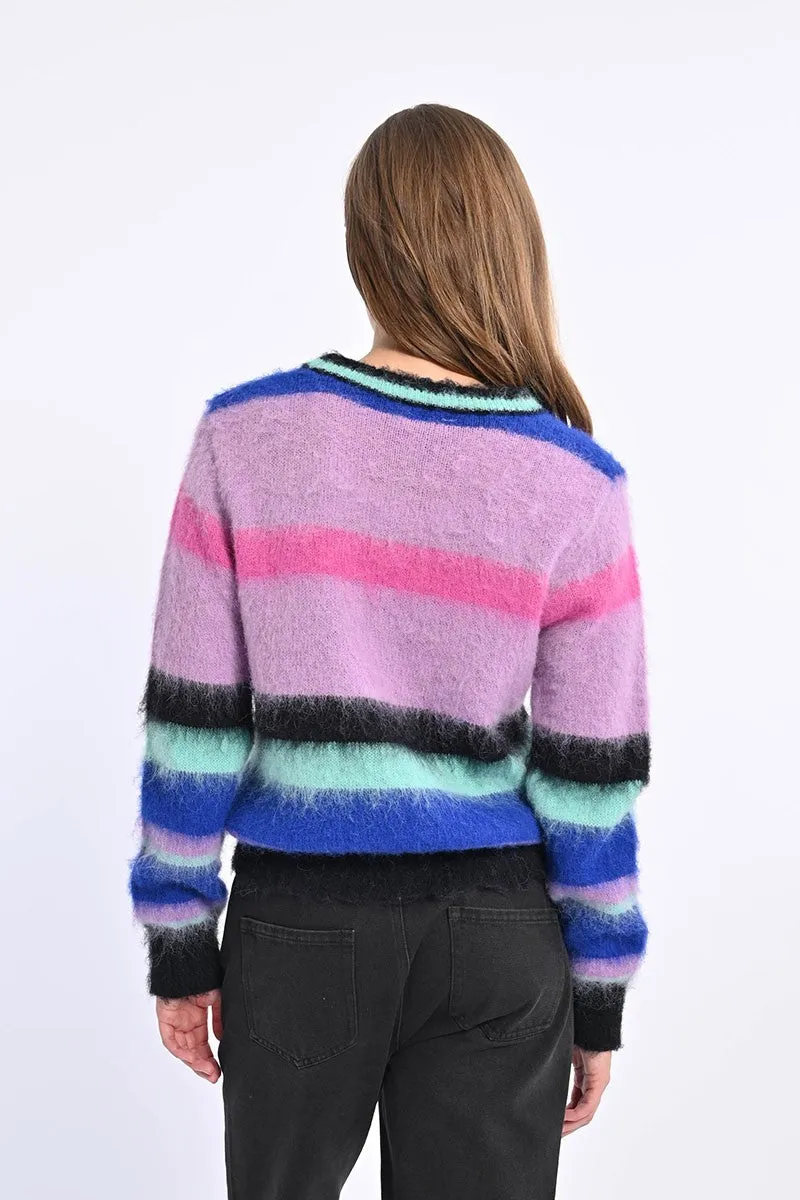 STRIPED SWEATER, PLUSH EFFECT