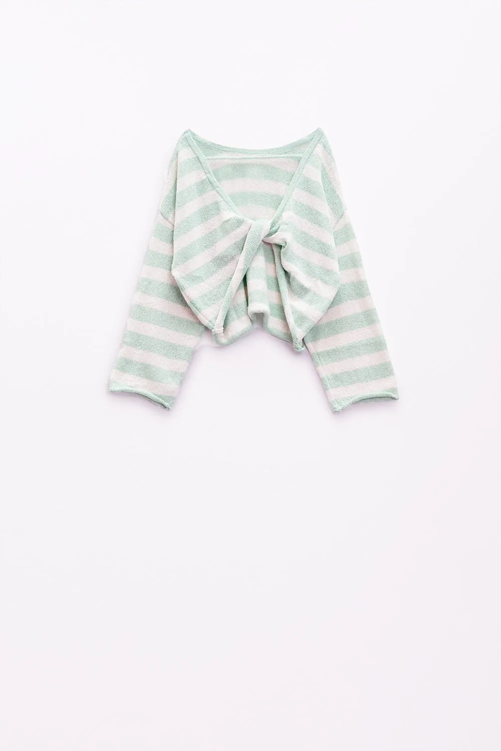Striped sweater with knot detail at the back