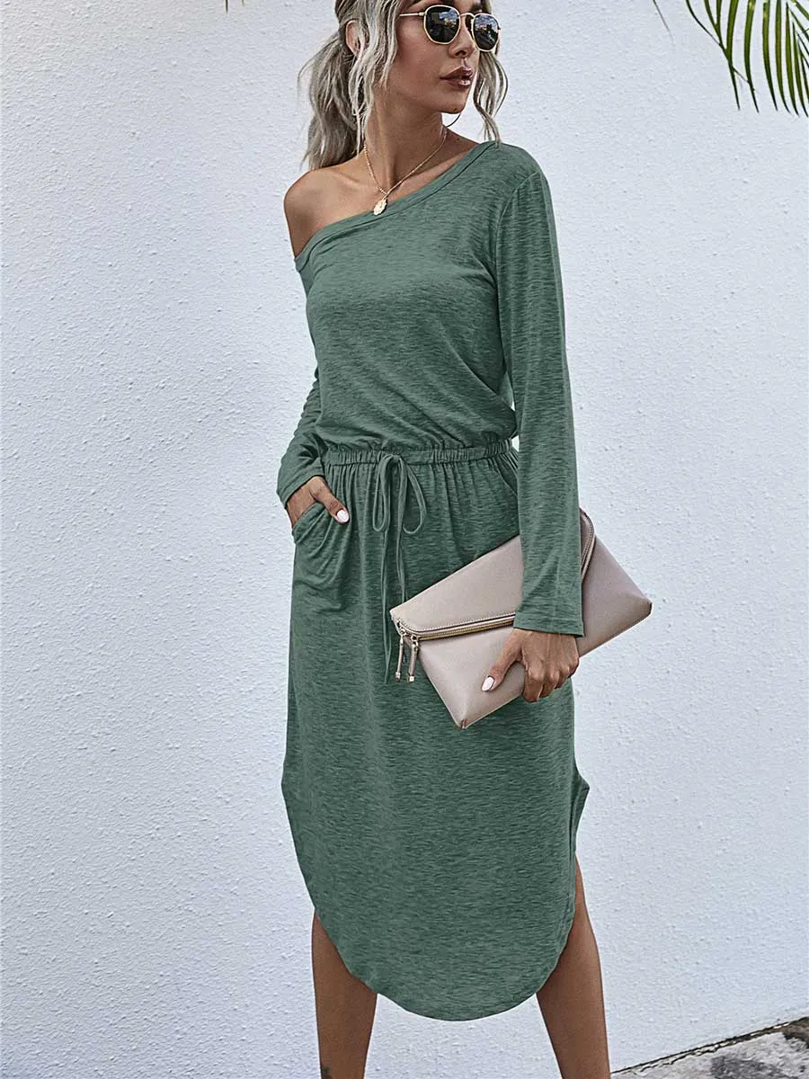Stunncal Strapless Long Sleeve Split Dress