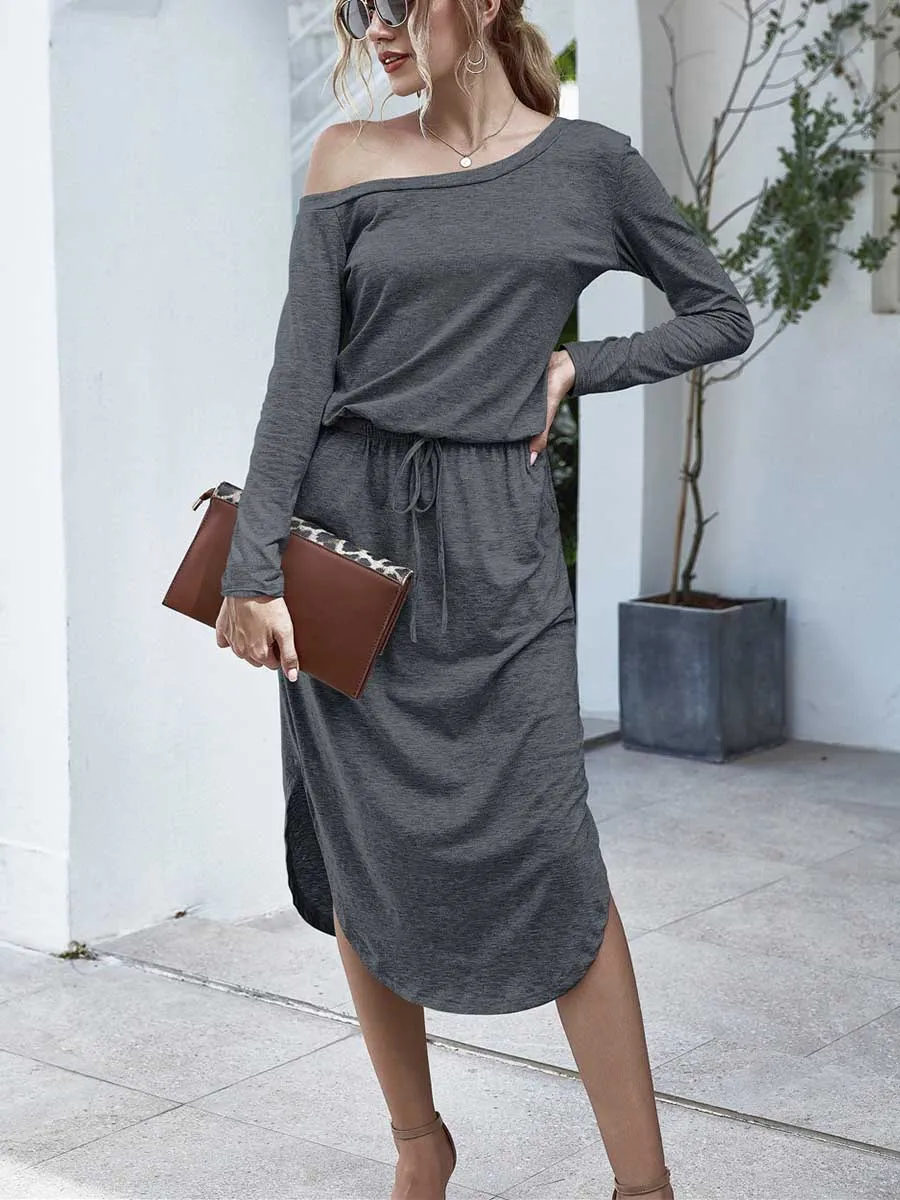 Stunncal Strapless Long Sleeve Split Dress