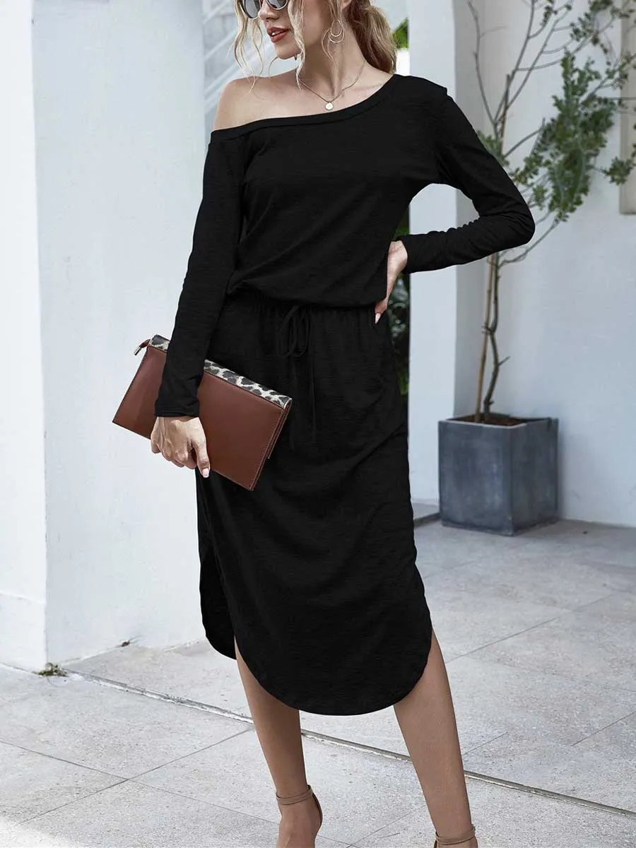 Stunncal Strapless Long Sleeve Split Dress