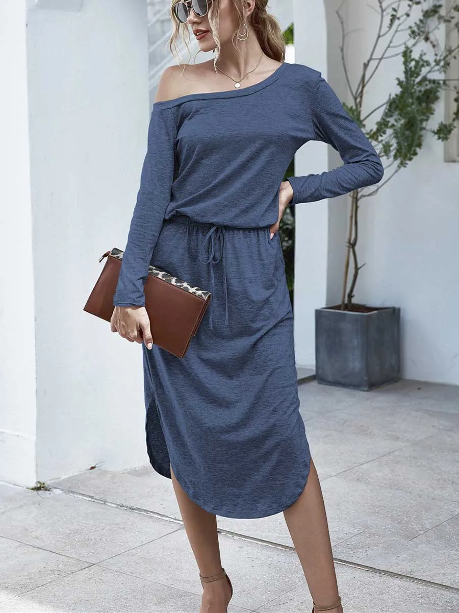 Stunncal Strapless Long Sleeve Split Dress