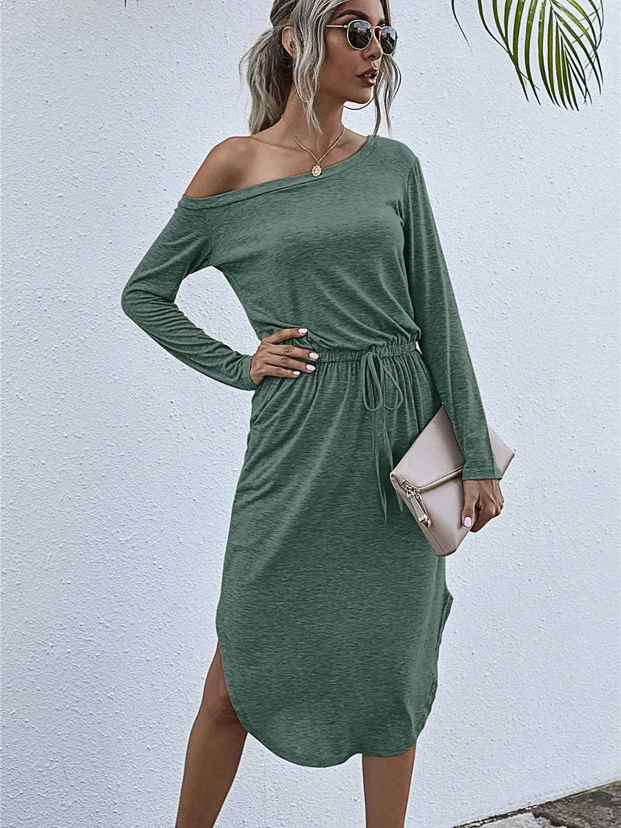 Stunncal Strapless Long Sleeve Split Dress