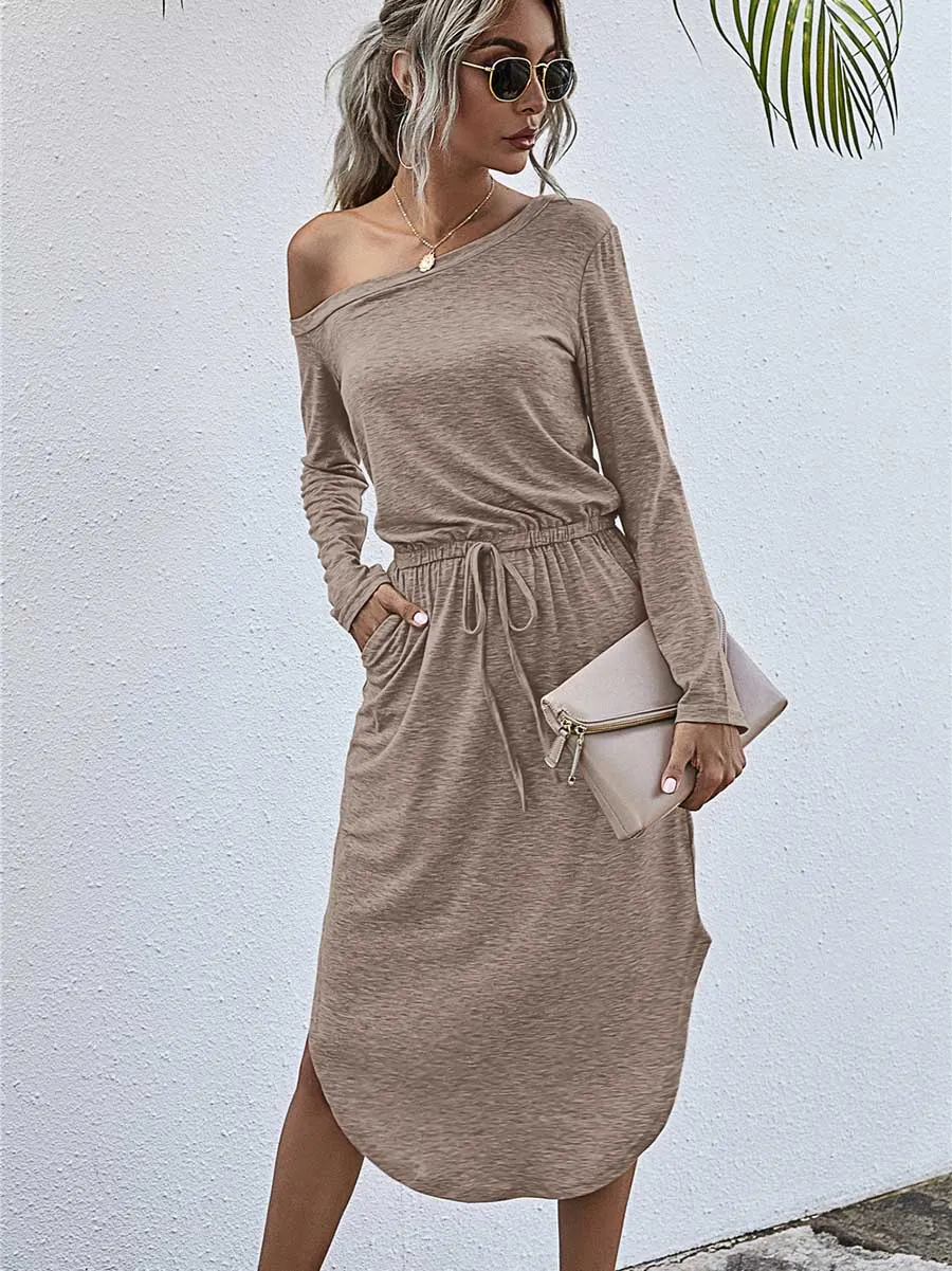 Stunncal Strapless Long Sleeve Split Dress
