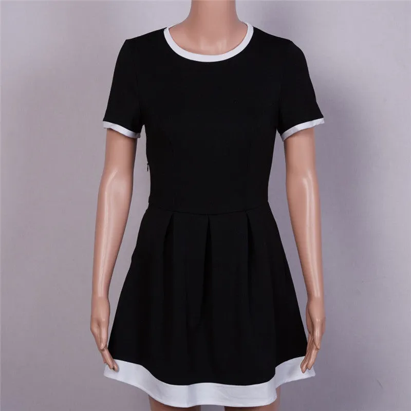 Summer dress women Sheath dresses Striped Dress Short Sleeve plus size women clothing dresses Mid-Calf
