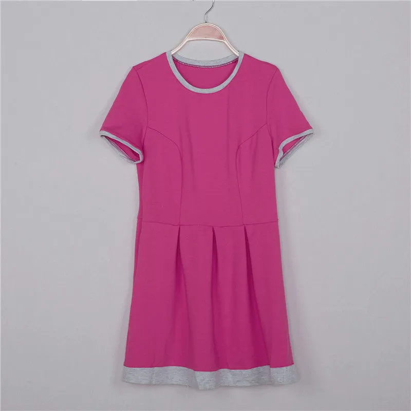 Summer dress women Sheath dresses Striped Dress Short Sleeve plus size women clothing dresses Mid-Calf