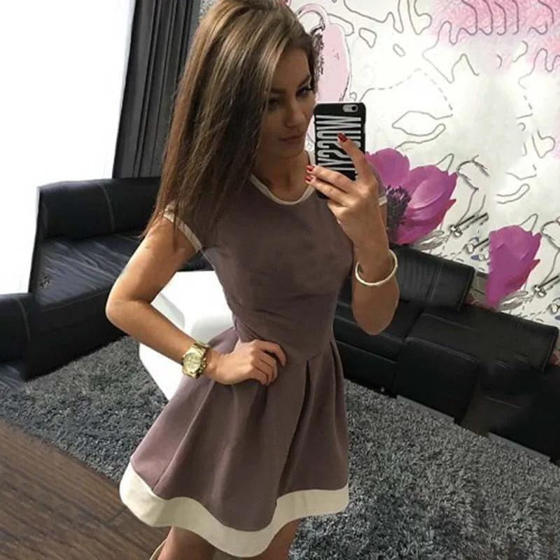 Summer dress women Sheath dresses Striped Dress Short Sleeve plus size women clothing dresses Mid-Calf