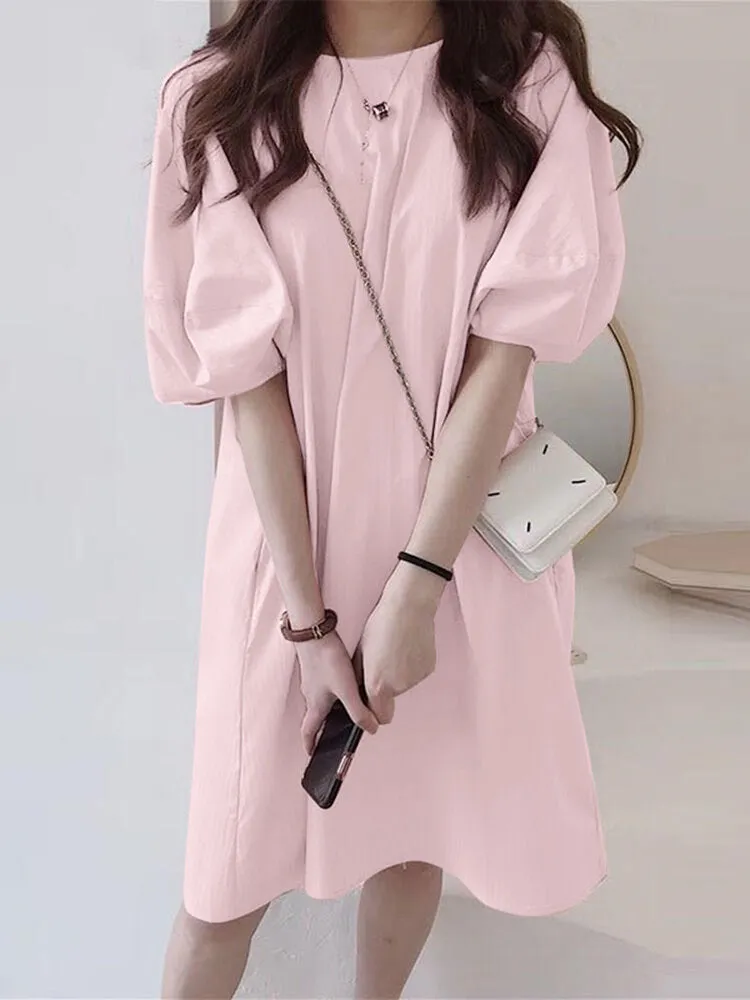 Summer Shift Dress Short Cotton Tee Dress