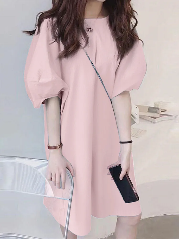 Summer Shift Dress Short Cotton Tee Dress