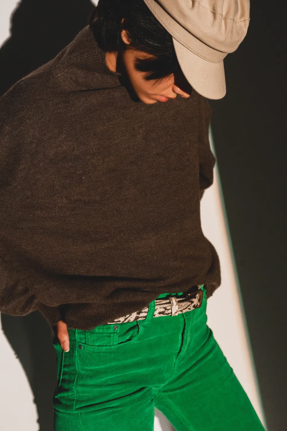 Super soft high neck sweater in brown