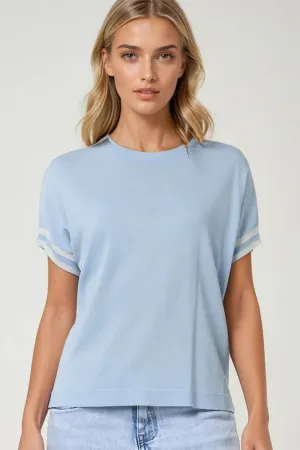 Sweater In baby Blue with white contrast detail