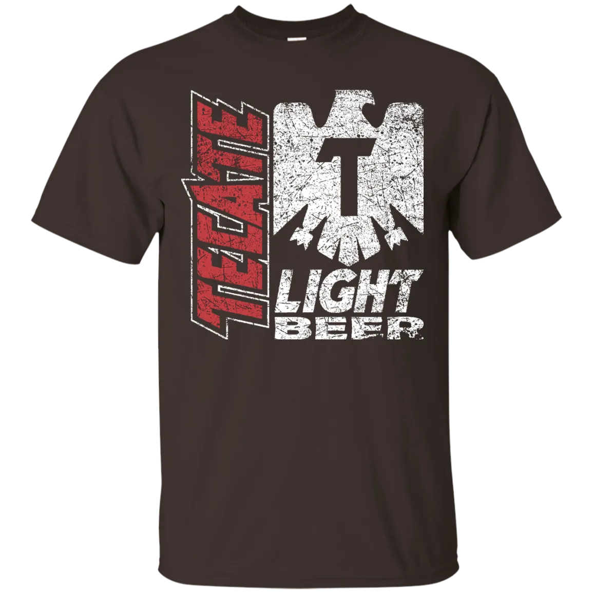 Tecate Beer T-Shirt Custom Designed White Red Worn Label Pattern