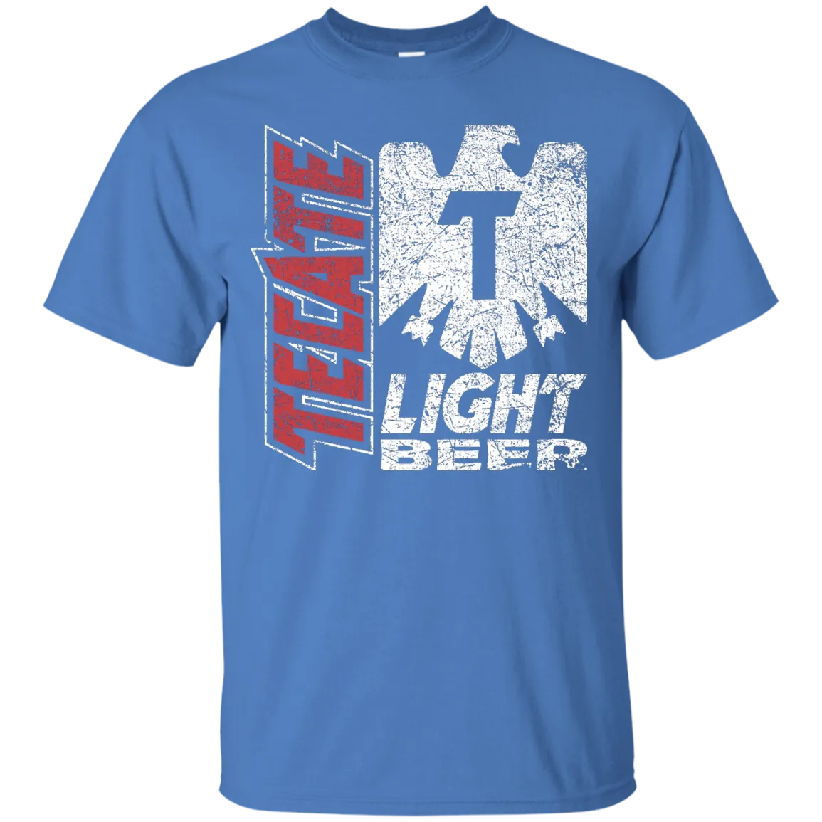 Tecate Beer T-Shirt Custom Designed White Red Worn Label Pattern