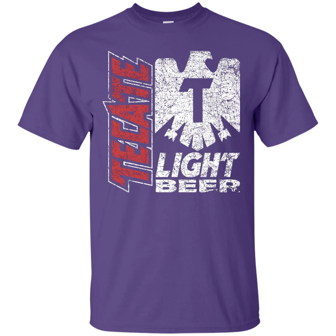 Tecate Beer T-Shirt Custom Designed White Red Worn Label Pattern