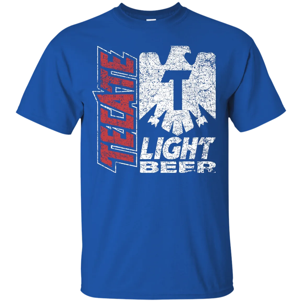 Tecate Beer T-Shirt Custom Designed White Red Worn Label Pattern