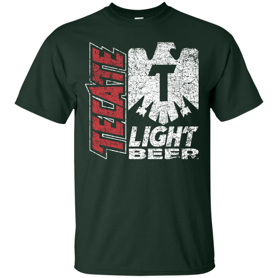 Tecate Beer T-Shirt Custom Designed White Red Worn Label Pattern