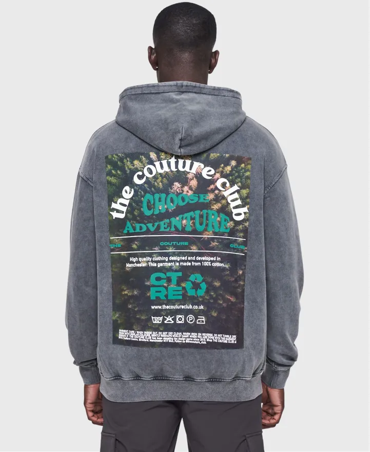 The Couture Club Choose Adventure Graphic Hoodie Acid Wash
