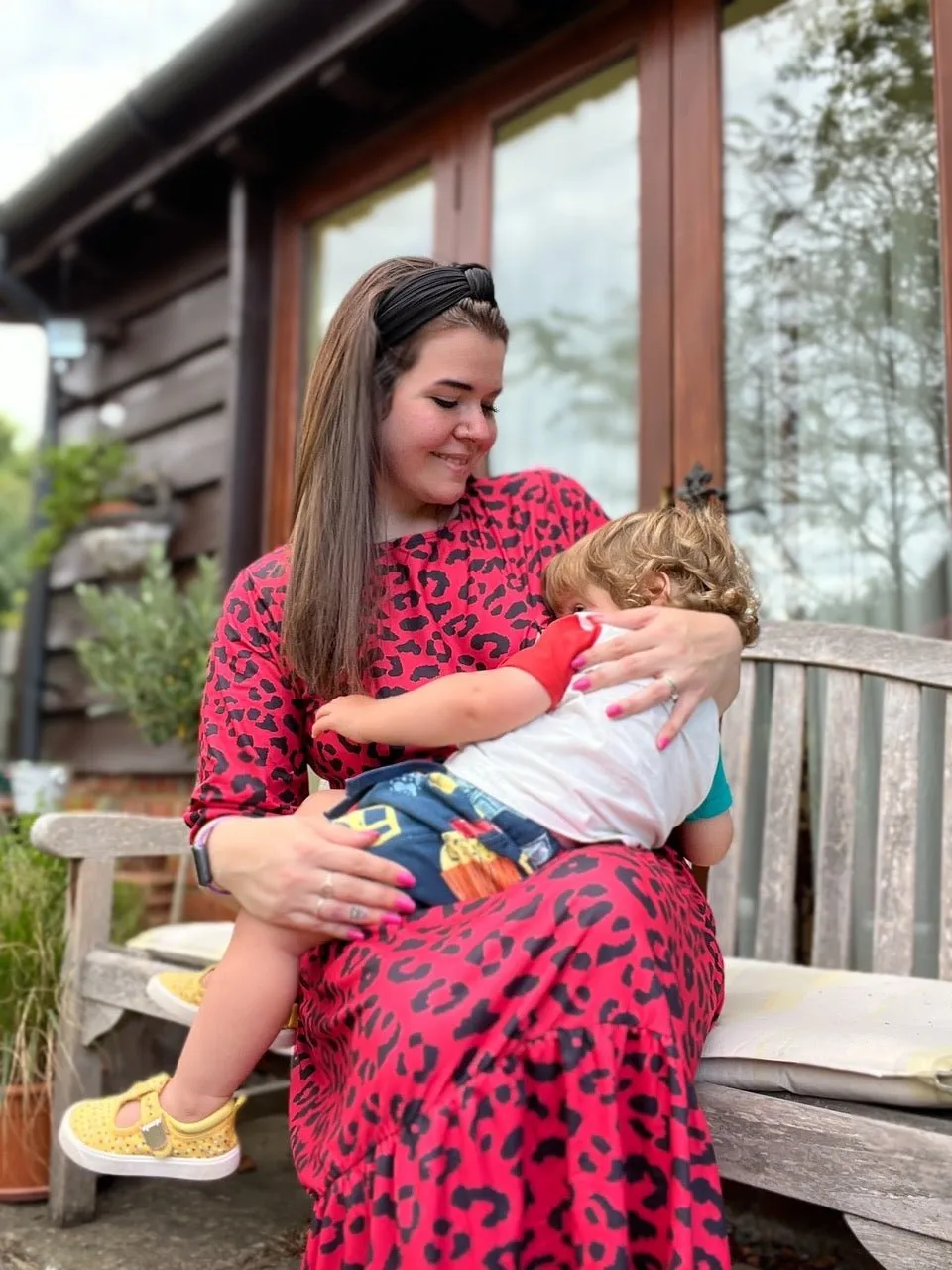 The Midi Breastfeeding Dress - Red Leopard