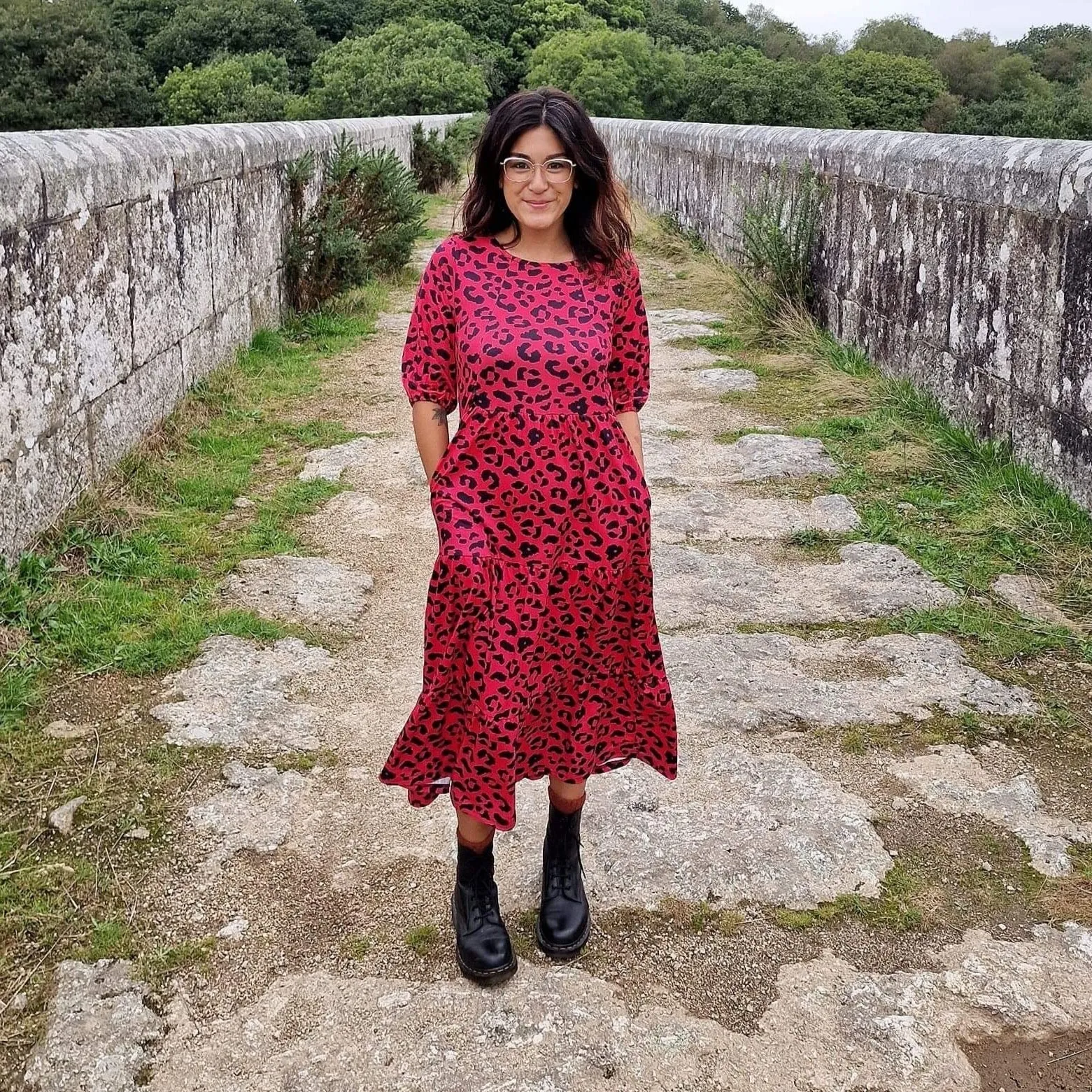 The Midi Breastfeeding Dress - Red Leopard