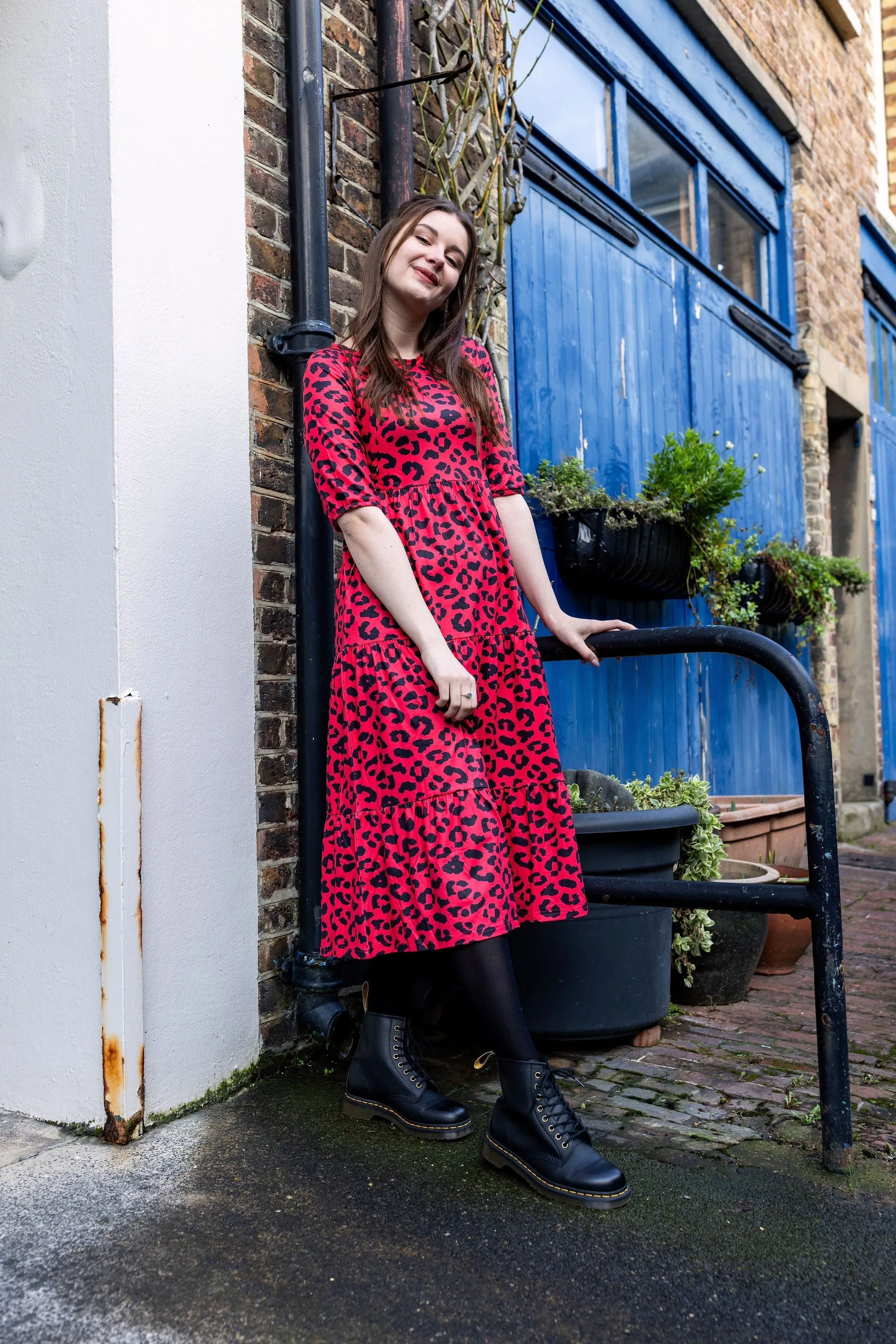 The Midi Breastfeeding Dress - Red Leopard