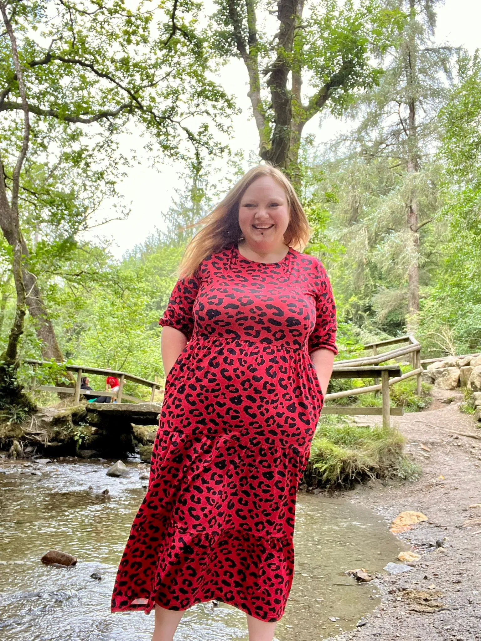 The Midi Breastfeeding Dress - Red Leopard