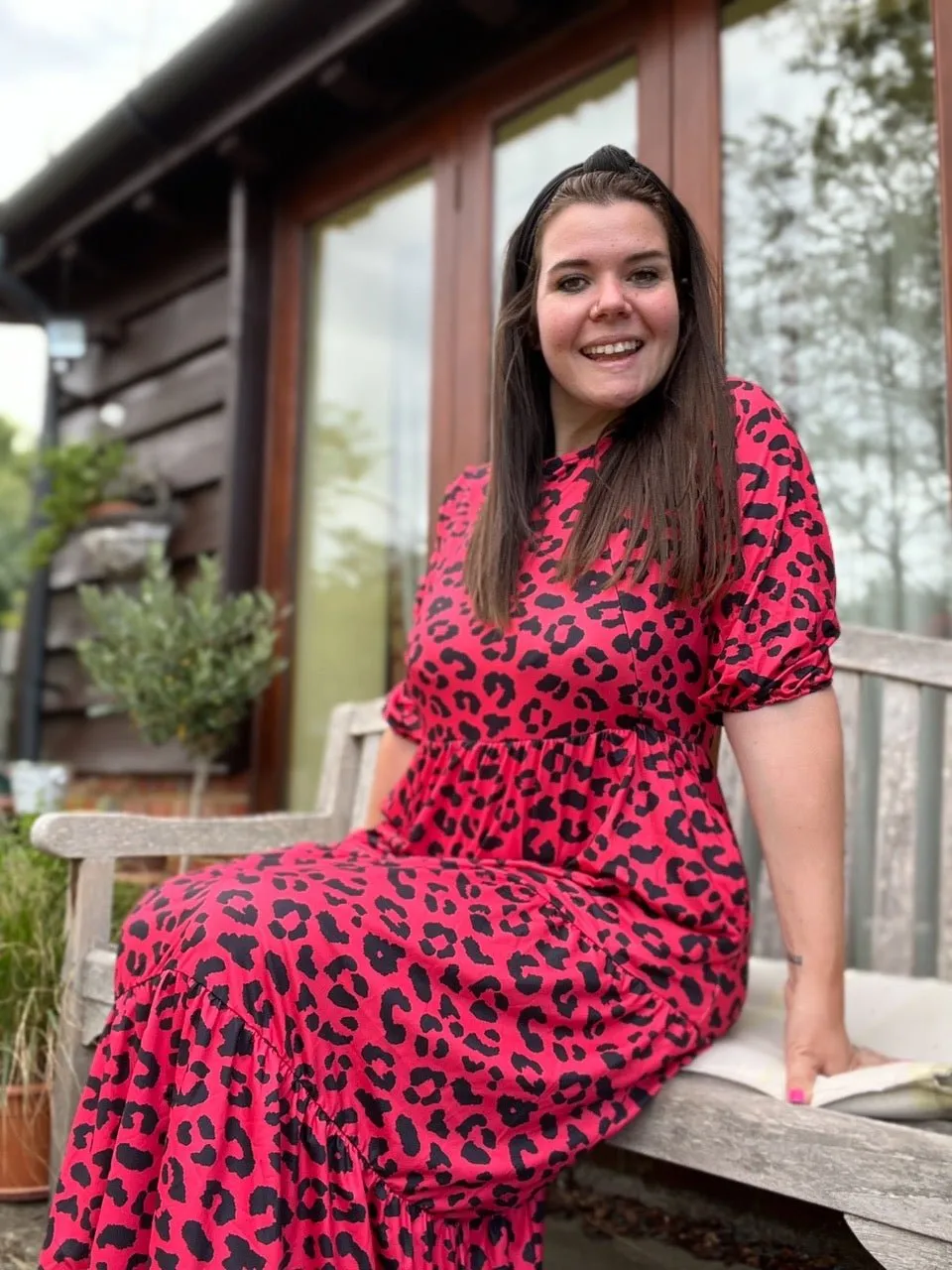 The Midi Breastfeeding Dress - Red Leopard