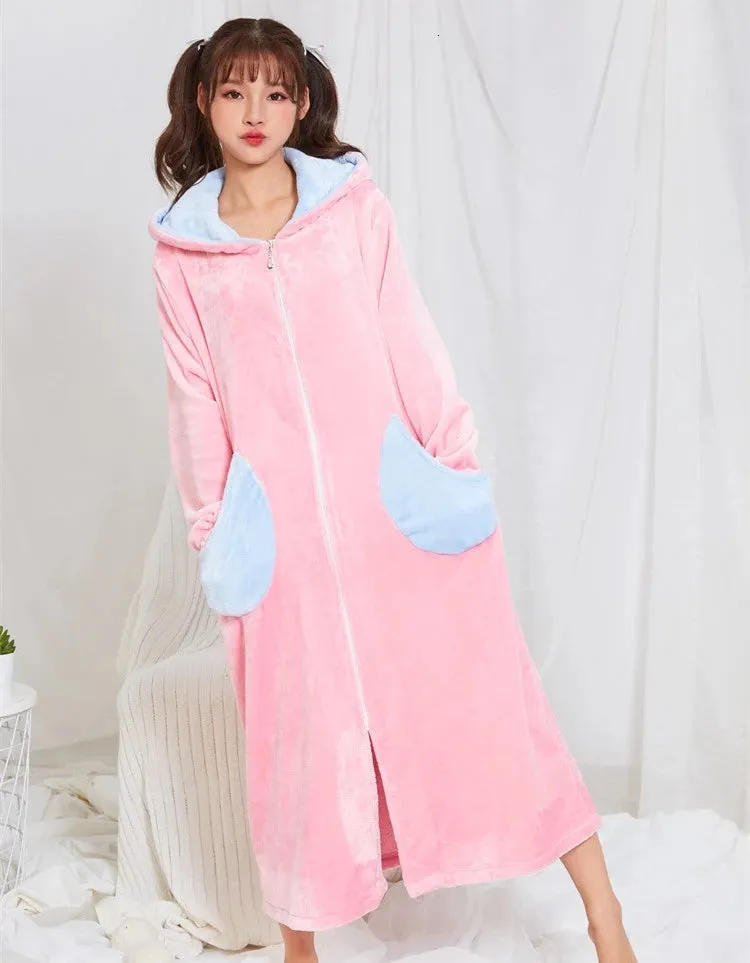 Thick Coral Fleece Extra Long Oversized Hoodie