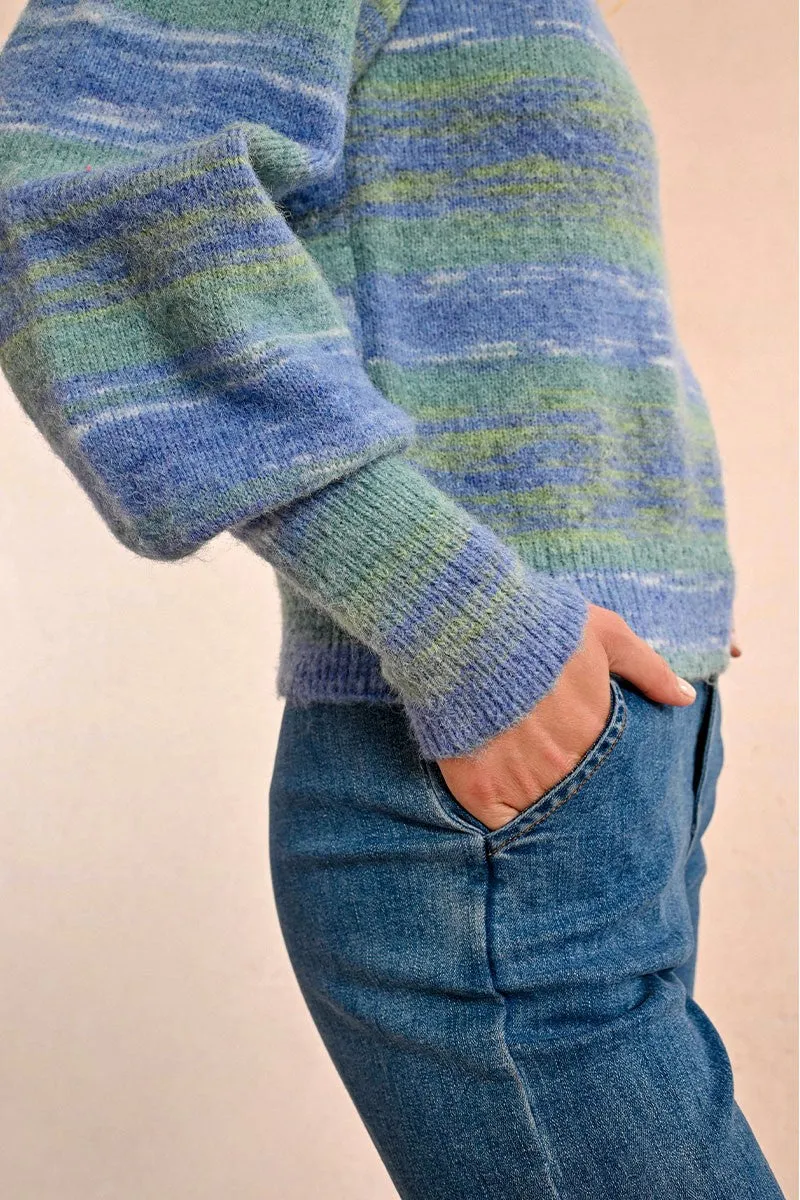 TIE & DYE STRIPED KNIT SWEATER