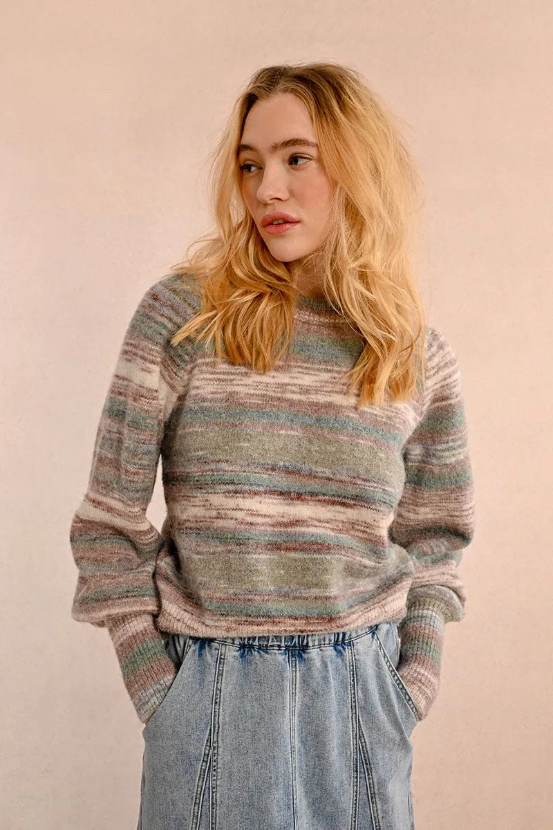 TIE & DYE STRIPED KNIT SWEATER