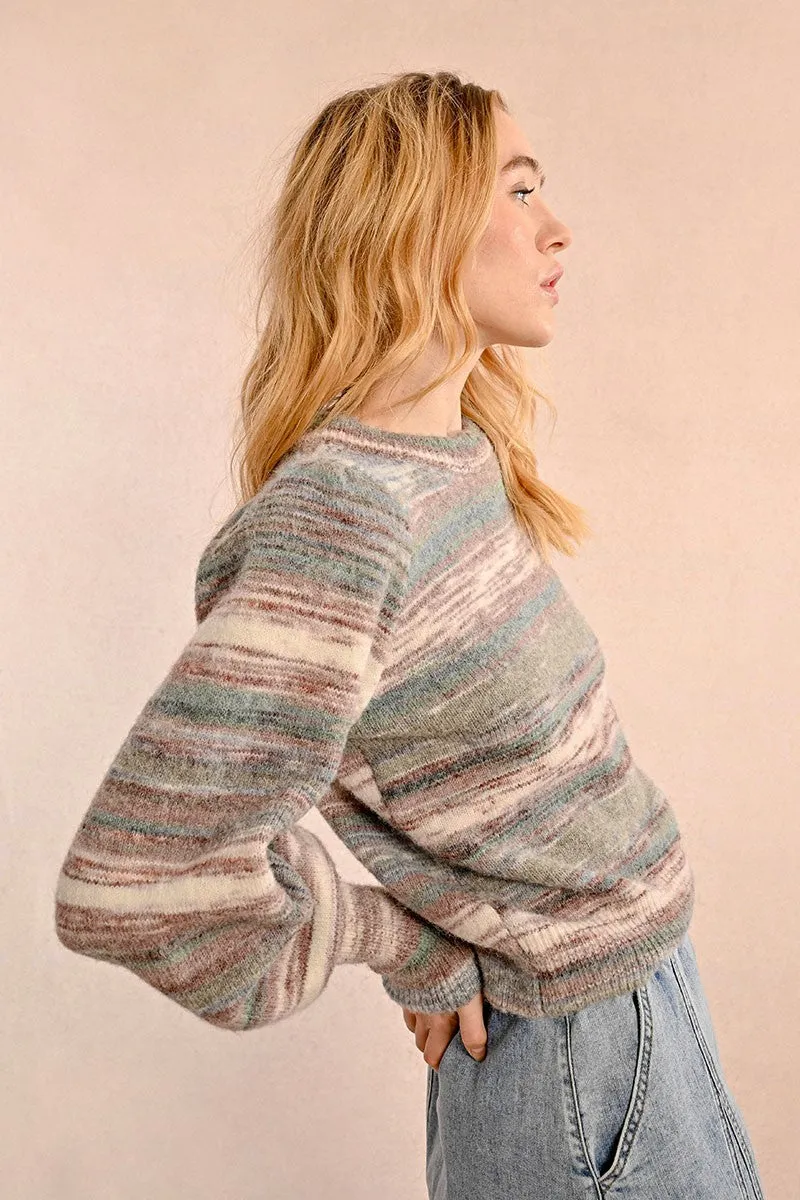TIE & DYE STRIPED KNIT SWEATER