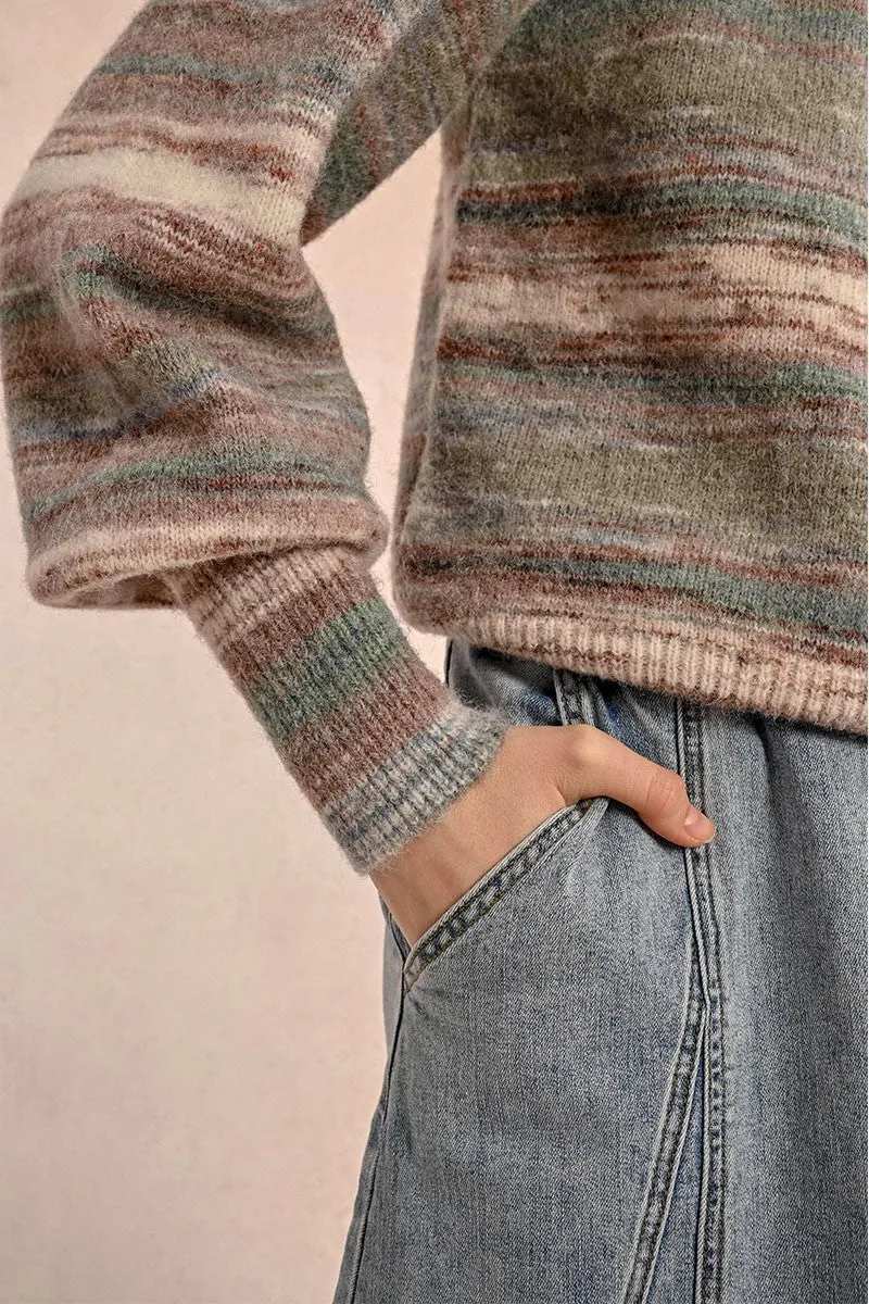 TIE & DYE STRIPED KNIT SWEATER