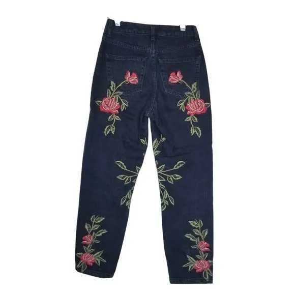 Topshop Moto Embroidered Floral Jeans Size 24