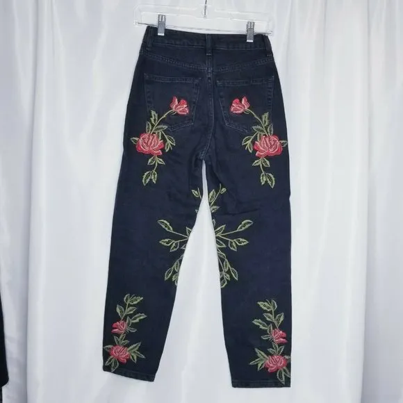 Topshop Moto Embroidered Floral Jeans Size 24