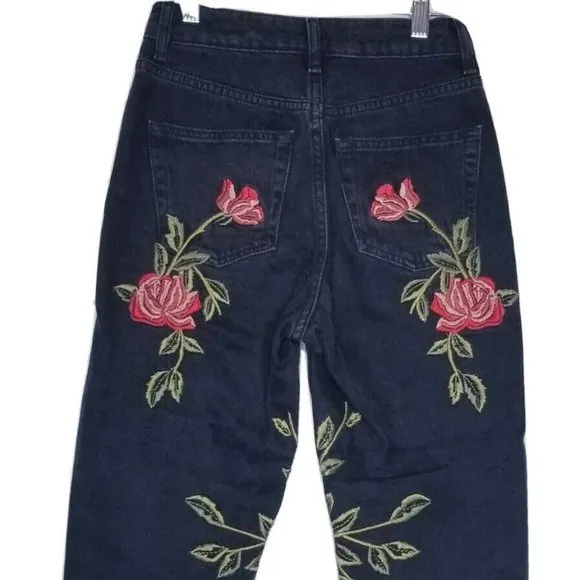 Topshop Moto Embroidered Floral Jeans Size 24