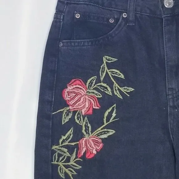 Topshop Moto Embroidered Floral Jeans Size 24