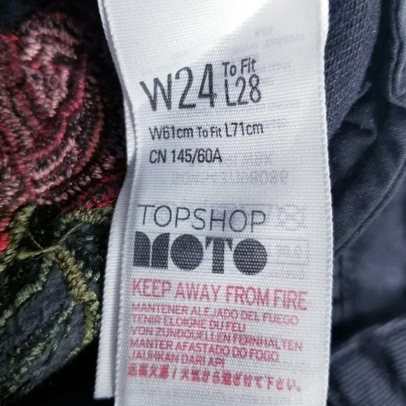 Topshop Moto Embroidered Floral Jeans Size 24