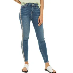 Topshop Moto Jamie Stripe Skinny Jeans Size 28