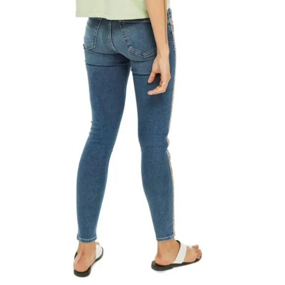 Topshop Moto Jamie Stripe Skinny Jeans Size 28