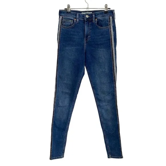 Topshop Moto Jamie Stripe Skinny Jeans Size 28