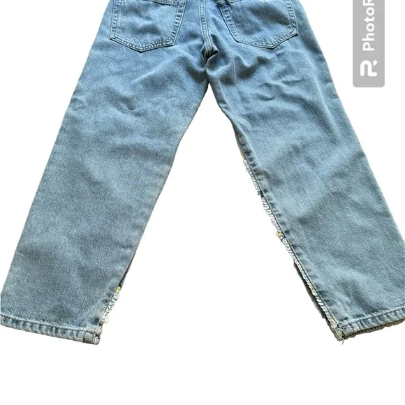 TOPSHOP Straight Leg Ripped Sequin Jeans