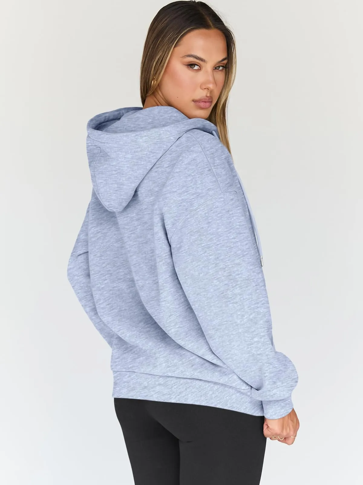 Trendy Queen Womens Zip Up Hoodies Oversized Sweatshirts Fall Fashion Outfits Sweaters Casual Jackets 2024 Winter Clothes Grey